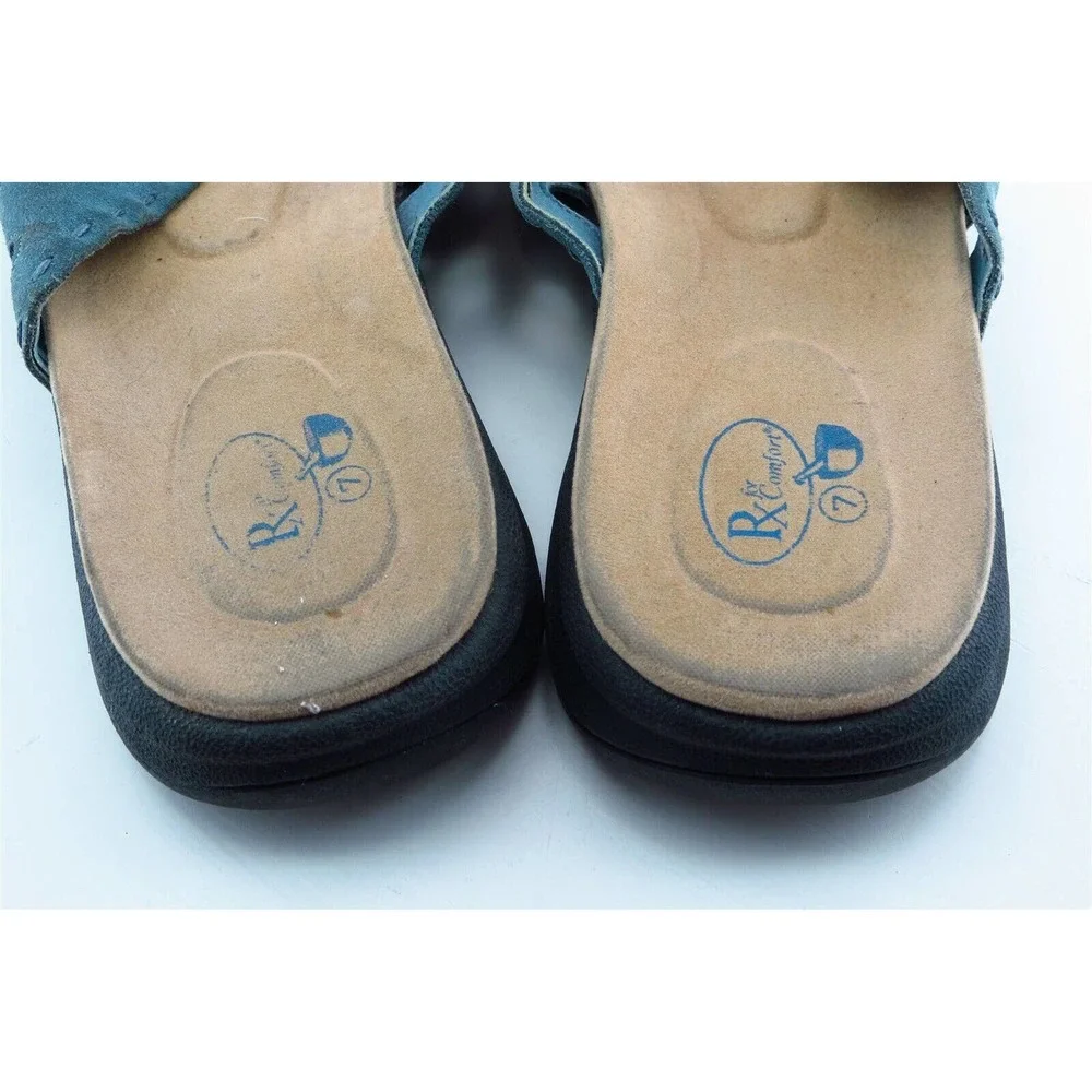 RX of Comfort Size 7 M Blue Flip Flop Leather Women Sandal‎ Shoes